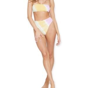 L*Space Green Yellow Purple Hand Tie Dye Frenchi Bitsy Swim Bikini Bottom XS